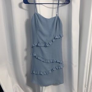 Blue ruffle mini dress